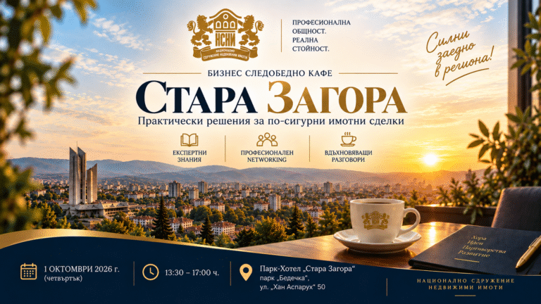 Бизнес следобедно кафе на НСНИ в Стара Загора: практически решения за по-сигурни имотни сделки